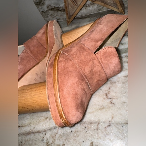 Anthropologie OUIGAL Suede Platform Loafer Heel 38 - Picture 3 of 13